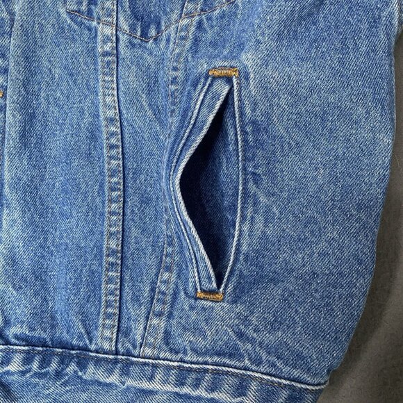 Snap On Tools Denim Jacket Sz M Embossed Eagle Logo Tyca Made in the USA Blue - Picture 9 of 12